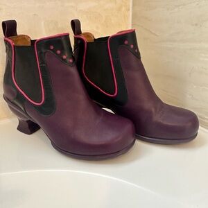 John Fluevog Purple and Black Chelsea Ankle Boots